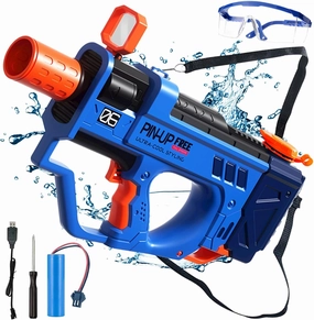 Electric Water Gun for Adults Kids, Motorized Squirt Guns with Rechargeable Battery & 800cc High Capacity, Long Distance Automatic Water Guns up to 32 FT Range,Water Blaster Beach Pool Toys (Blue)