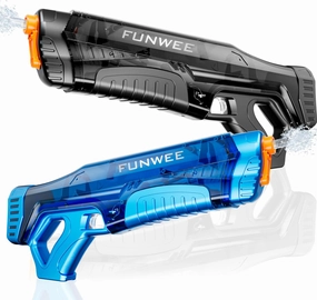 Electric Water Guns for Adults & Kids, Automatic Water Reload & Shooting Over 250 Blasts Water Blaster Squirt Gun Up to 32 FT Long Range, Summer Beach Pool Backyard Outdoor Toys (Black Blue)
