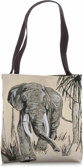 Elephant Art In Brown and Greige Vector Tote Bag