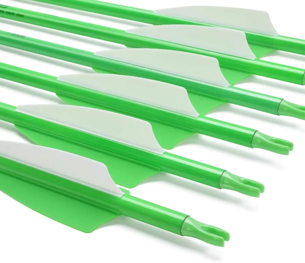 Elong 12PCS 28" Arrows for Compound Bows,Carbon Hunting Arrows for Archery Spine 500 with 100 Grain Screw Tips,Green/Orange