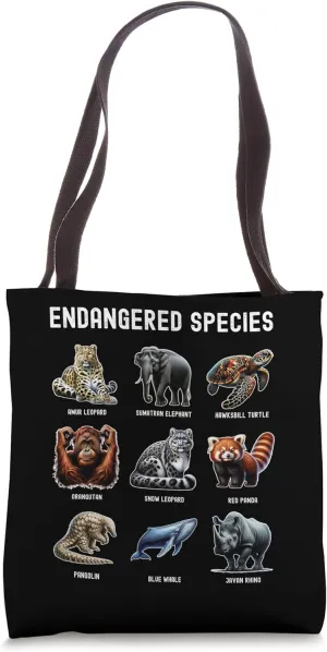 Endangered Species Educational Wildlife Conservation Gift Tote Bag