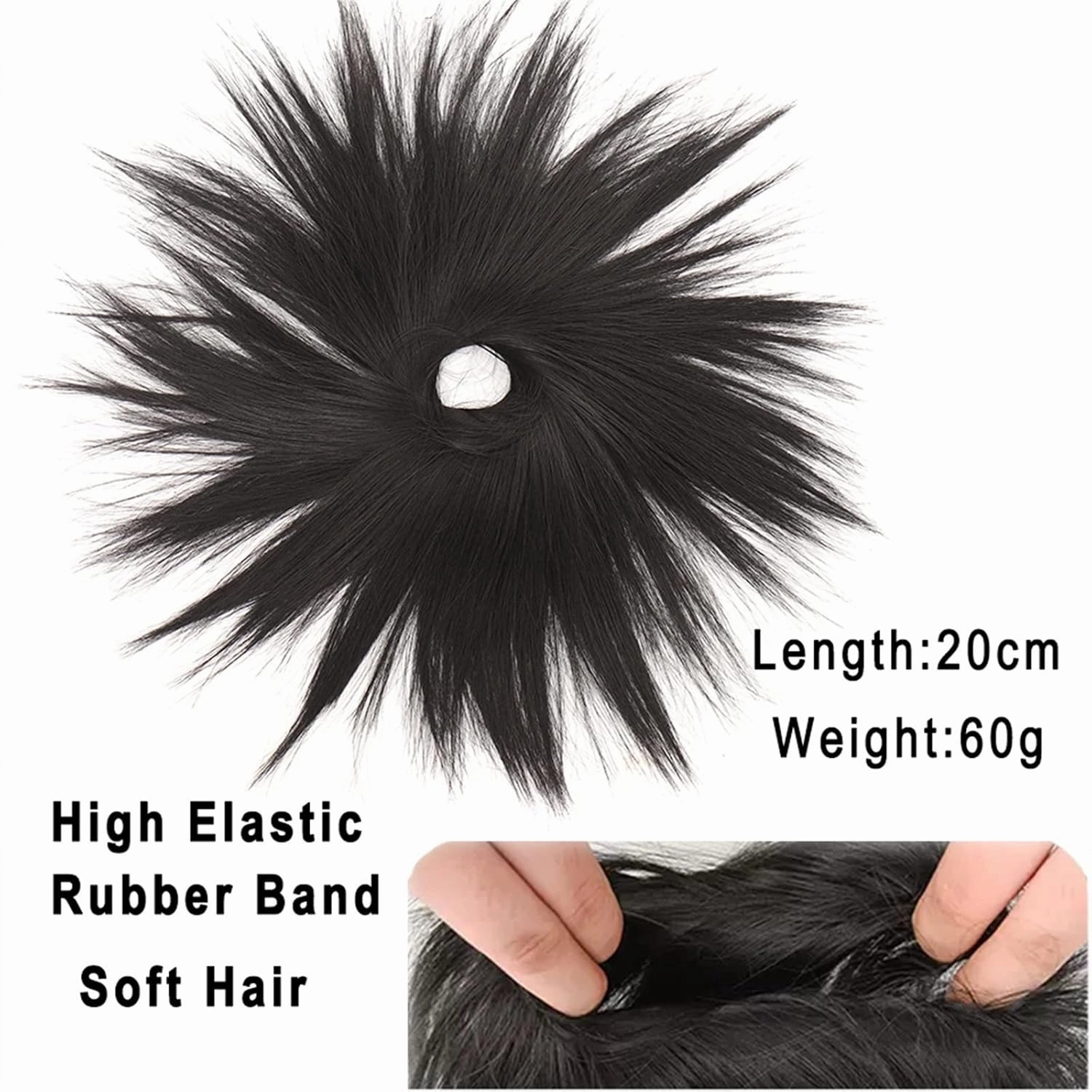 ENGENDER Hair Bun 1 Pack Synthetic Messy Bun with Elastic Rubber Band Wig Straight Hair Ponytail Extensions Hair Bun for Women Hair Piece(01)