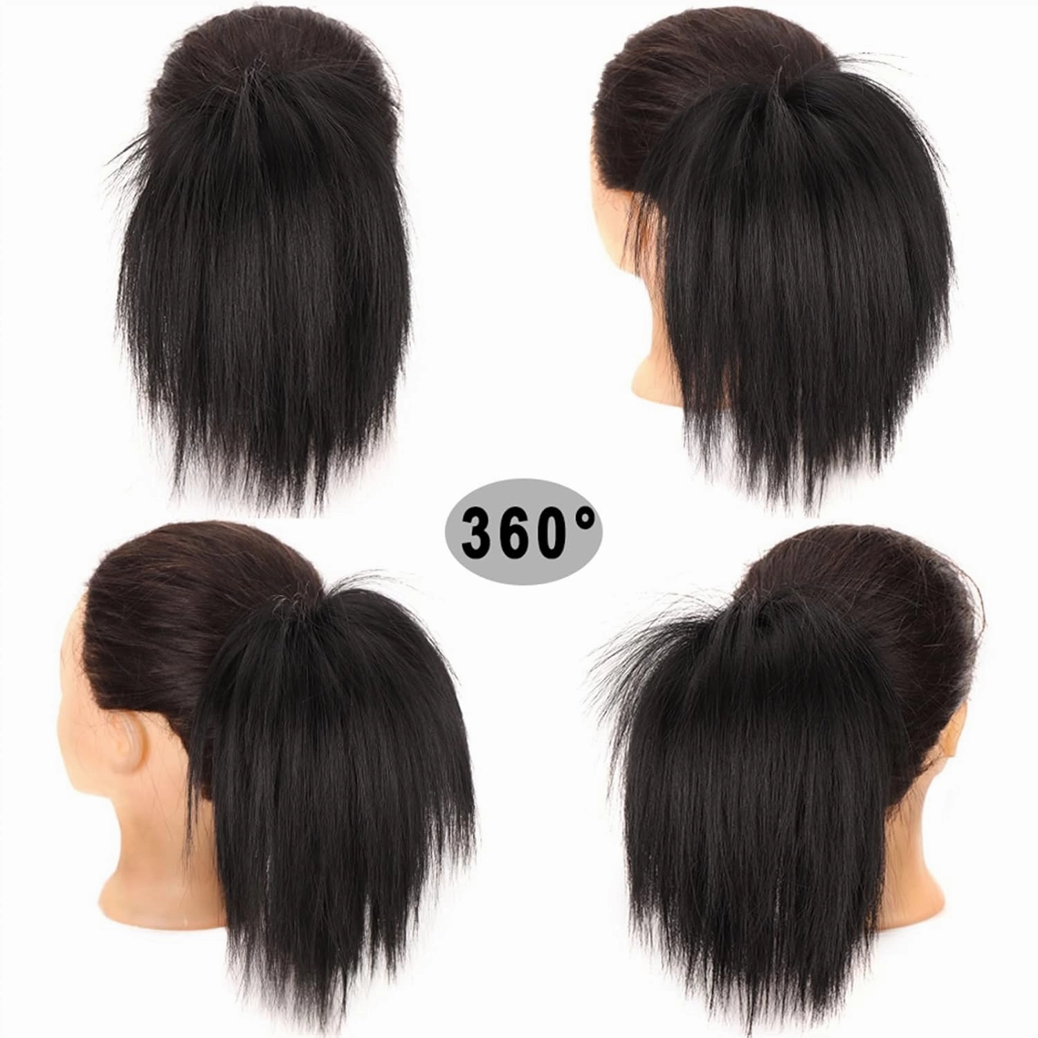 ENGENDER Hair Bun 1 Pack Synthetic Messy Bun with Elastic Rubber Band Wig Straight Hair Ponytail Extensions Hair Bun for Women Hair Piece(01)