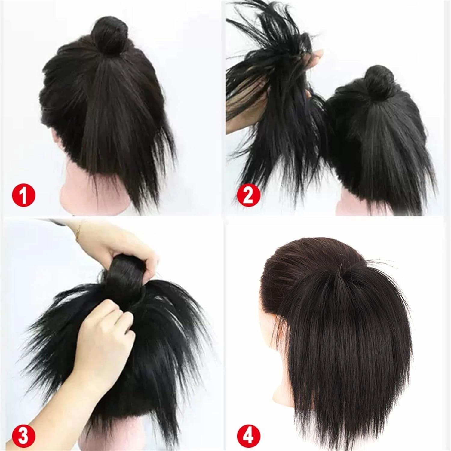ENGENDER Hair Bun 1 Pack Synthetic Messy Bun with Elastic Rubber Band Wig Straight Hair Ponytail Extensions Hair Bun for Women Hair Piece(01)