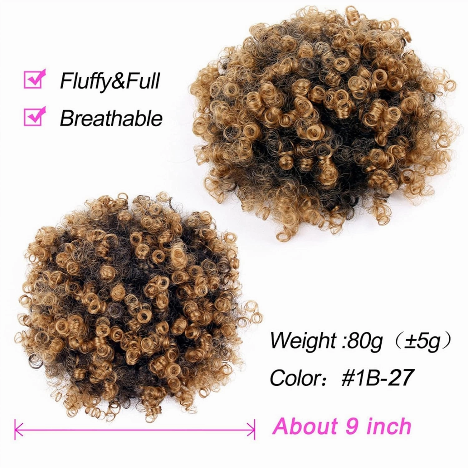 ENGENDER Hair Bun Women's Synthetic Hair Bun Afro Curly Shaggy Ponytail Extensions with Drawstring Shaggy Bun for Black Women Hair Piece(02)