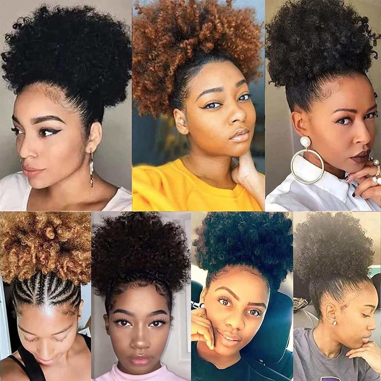 ENGENDER Hair Bun Women's Synthetic Hair Bun Afro Curly Shaggy Ponytail Extensions with Drawstring Shaggy Bun for Black Women Hair Piece(02)