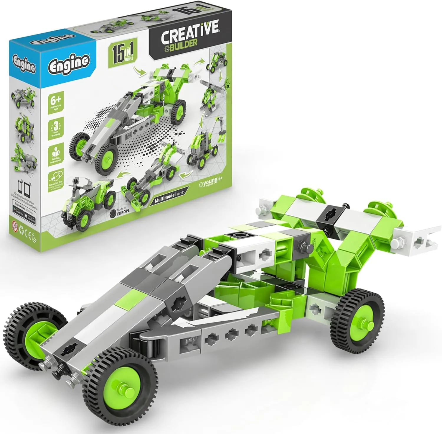 Engino Creative Builder STEM Toys, 15 Multimodel Set, Educational Playset for Kids 6 , Engineering Kit, STEM Building Toys, Gift for Boys & Girls
