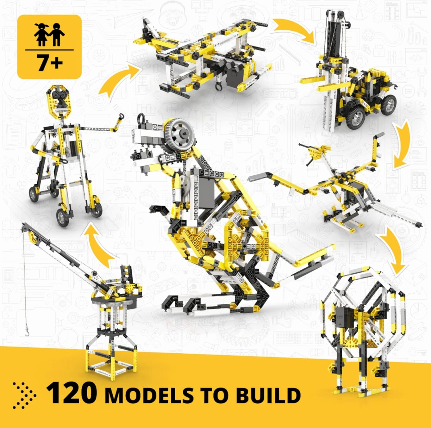 Engino- Inventor STEM Toys, 120 Motorized Models, Educational Toys for Kids 7 , STEM Projects for Inventors, STEM Building Toys, Gifts for Boys & Girls