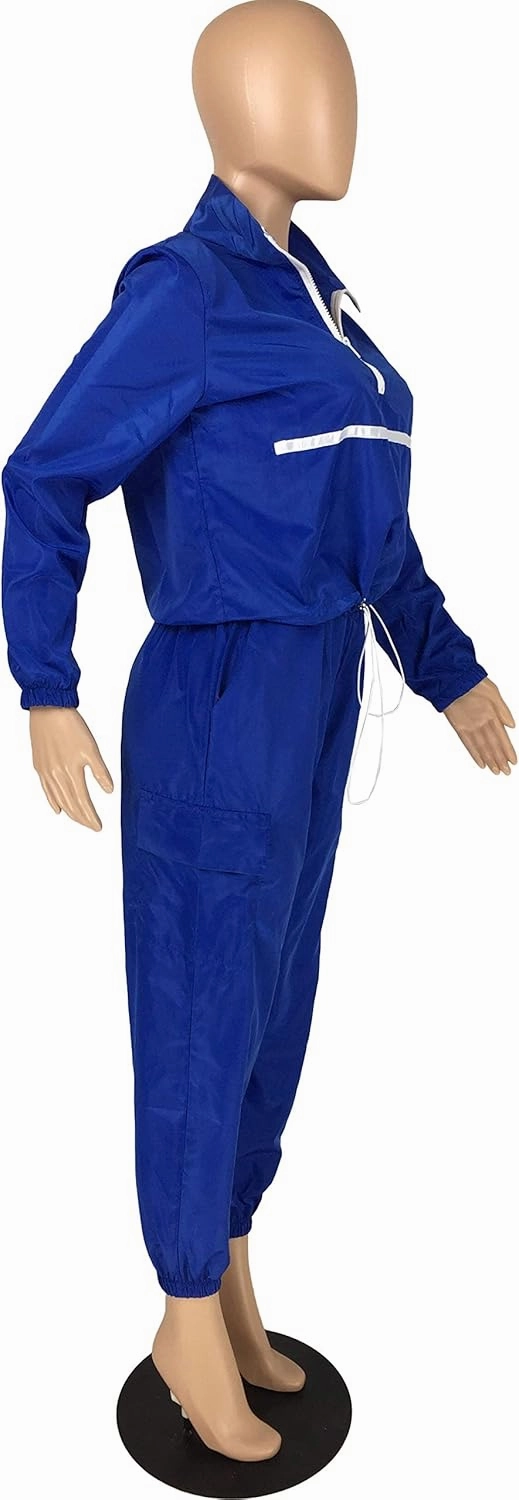 EOSIEDUR Women 2 Piece Outfits Tracksuit Jumpsuits Lightweight Windbreaker Pullover Jacket Crop Top Pants Set