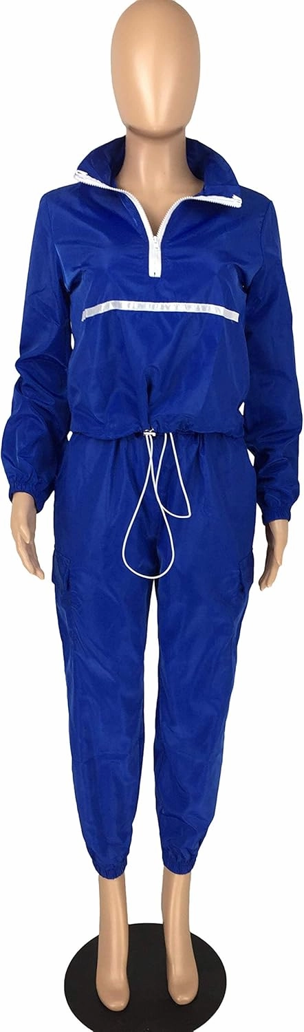 EOSIEDUR Women 2 Piece Outfits Tracksuit Jumpsuits Lightweight Windbreaker Pullover Jacket Crop Top Pants Set