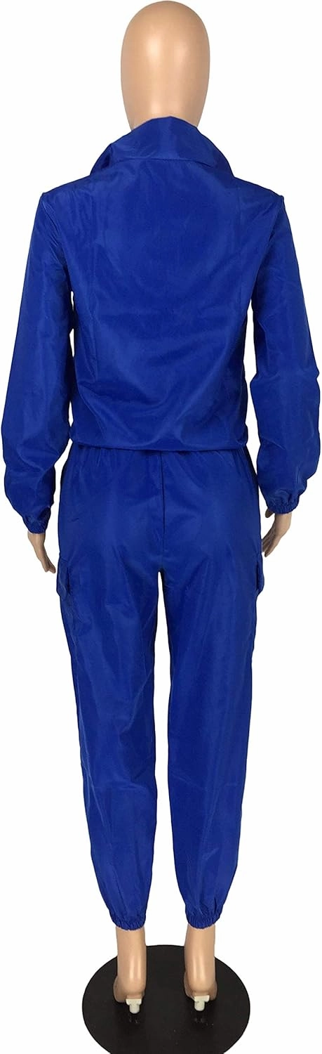 EOSIEDUR Women 2 Piece Outfits Tracksuit Jumpsuits Lightweight Windbreaker Pullover Jacket Crop Top Pants Set