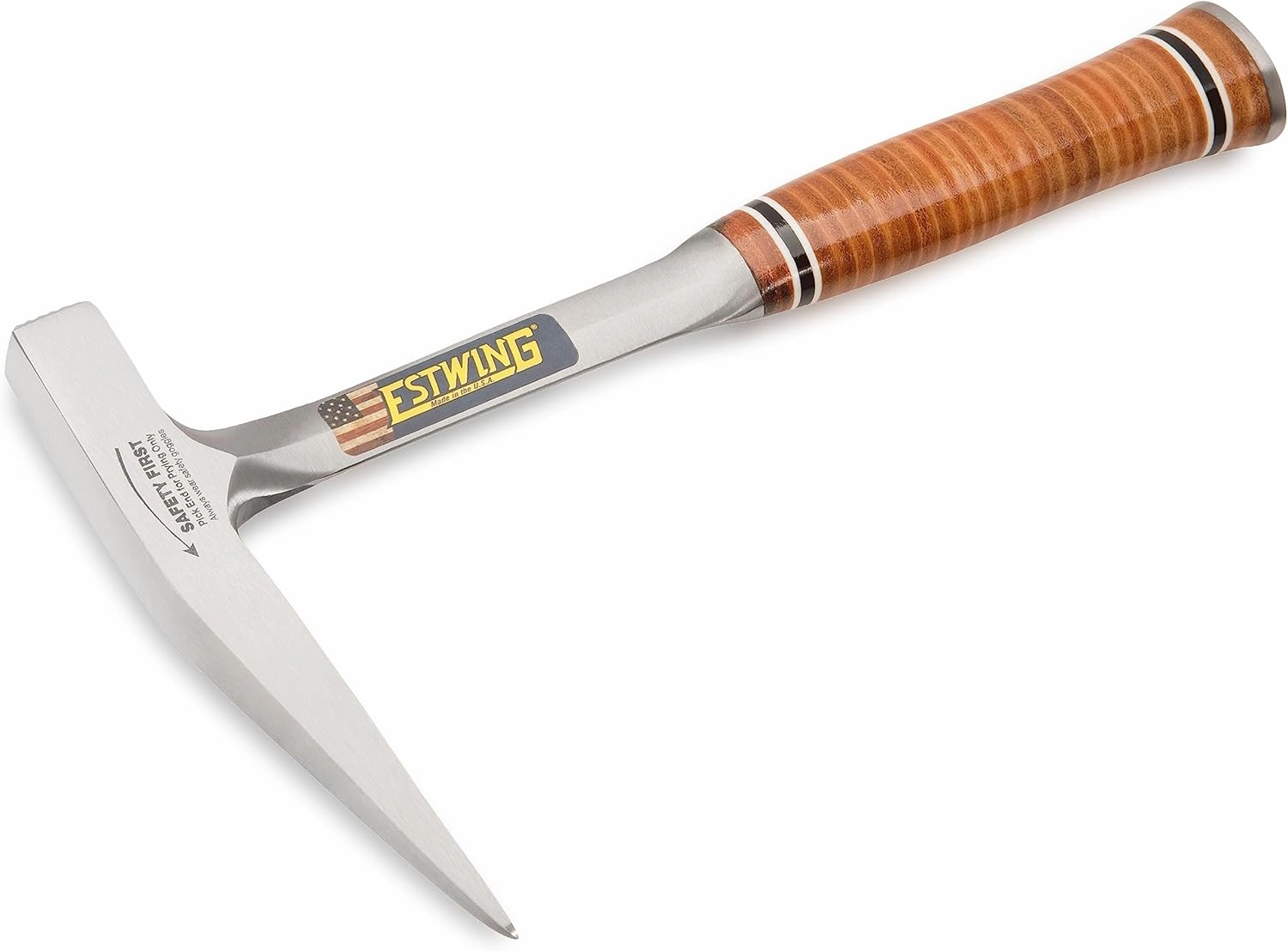 ESTWING Rock Pick - 13 oz Geological Hammer with Smooth Face & Genuine Leather Grip - E13P