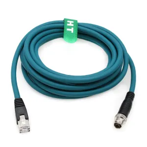 Ethernet Cable for Cognex in-Sight 2000 7000 8000 9000 Basler Baumer Camera Sensor Barcode Reader, 8 Pin X-Coded M12 to RJ45 CAT-7e 20M