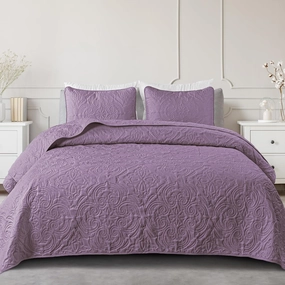 Exclusivo Mezcla Quilt Set Full Queen Size, Lightweight Vintage Quilts with 2 Pillow Shams, Soft Queen Bedspreads Coverlets Bedding Set for All Seasons, (90"x96", Dusty Lavender)