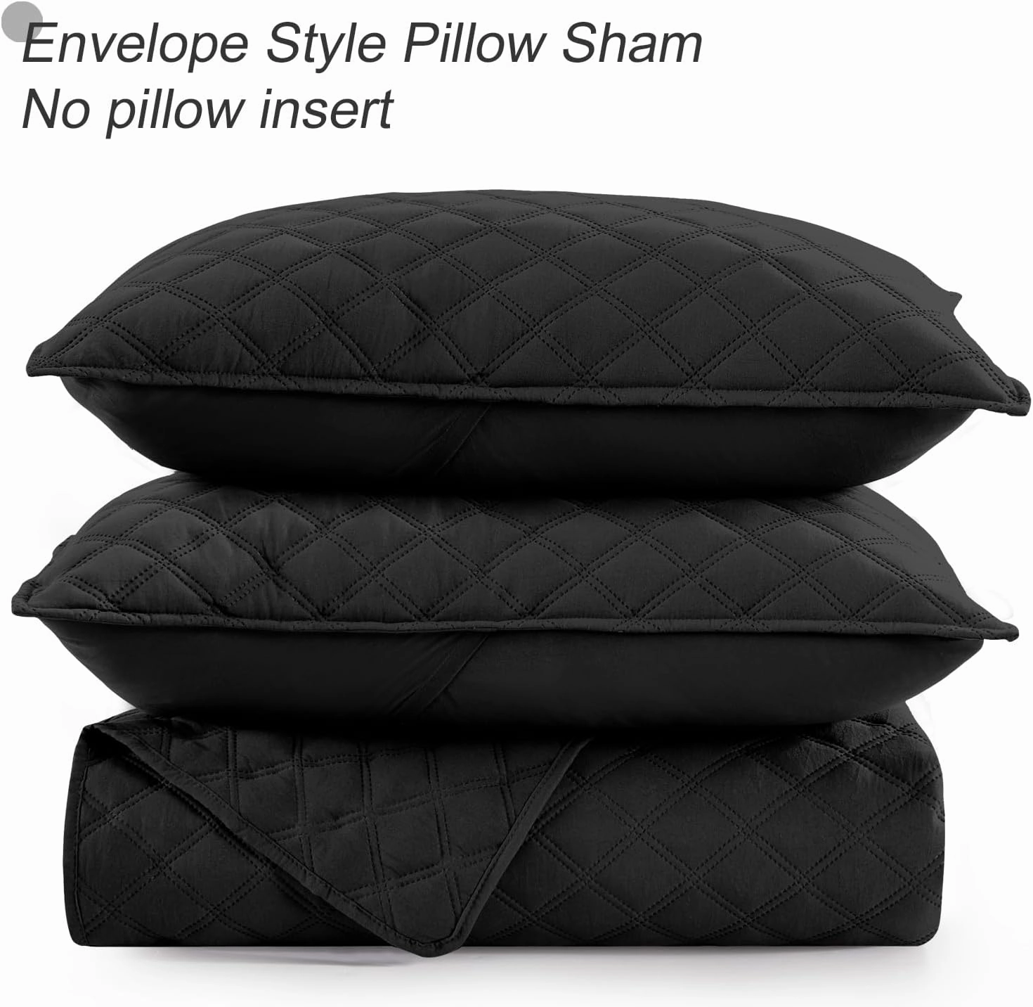 Exclusivo Mezcla Soft Quilt Set Queen Full Size, 3 Pieces Lightweight Quilts Black Bedspreads Coverlets Bedding Set for All Seasons, Grid Pattern