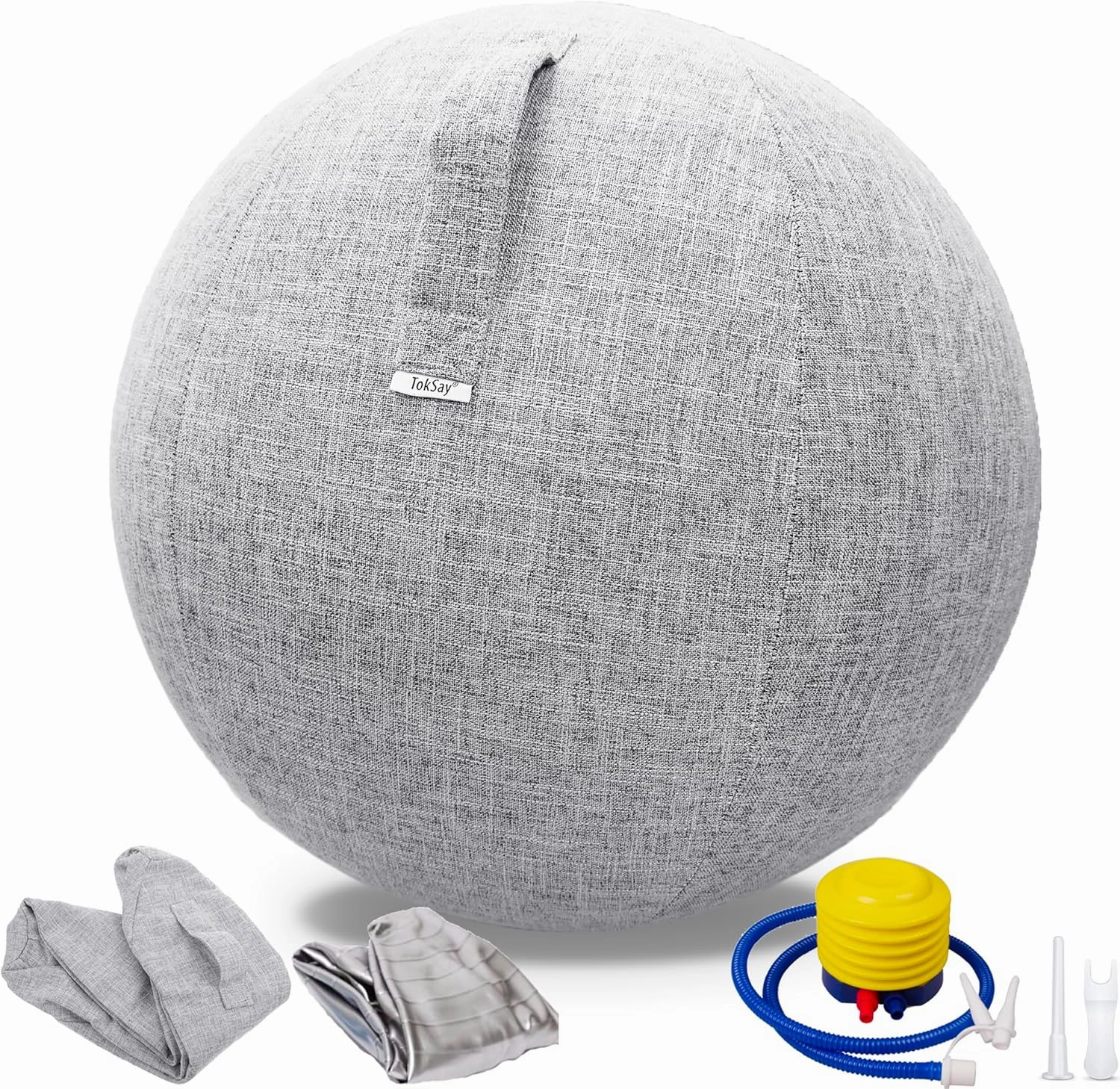 Exercise Ball Chair with Fabric Cover, Standard Size (25inches/65cm), for Home Offices, Balance Training, Yoga Ball