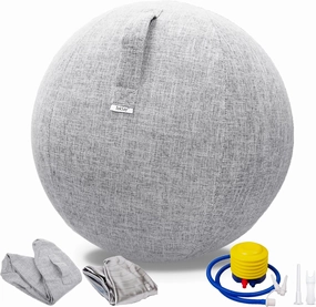 Exercise Ball Chair with Fabric Cover, Standard Size (25inches/65cm), for Home Offices, Balance Training, Yoga Ball
