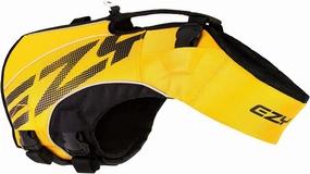 EzyDog DFD X2 Dog Life Jacket - Adjustable Swimming Safety Life Vest Preserver with Continuous Neck Flotation, Reflective Trim, & Grab Handle (Large, Yellow)