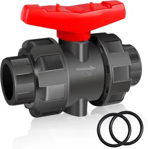 FANOVO 2 inch Union Ball Valve Heavy Duty SCH80 UPVC Full Flow Shut Off Control Valve with Double True Union Slip Socket Connection Full Port, Swimming Pool Plastic Valve, for Water System