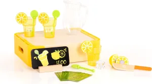 Fat Brain Toys Pretendables Lemonade Time Set, Pretend Play Food Lemonade Stand for Kids with Storage, Great Imaginative Play, Toy Food Set for Ages 3 