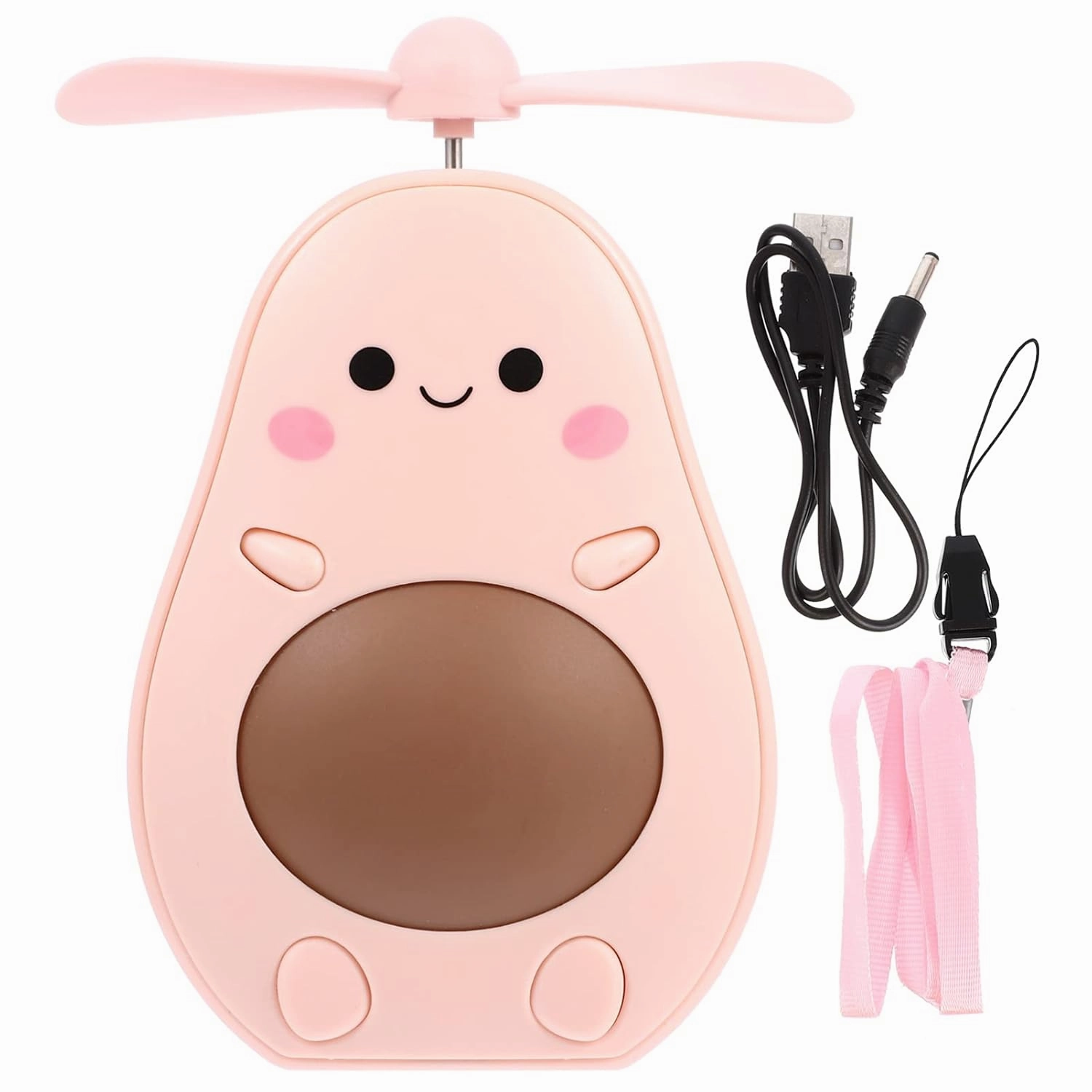 FAVOMOTO Avocado Mirror Fan Led Lighted Compact Mirror Avocado Shape Travel Makeup Mirror Portable Pocket Cosmetic Hand Mirror with Fan for Travel Outdoor Handbag Pink