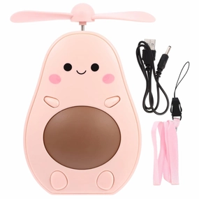 FAVOMOTO Avocado Mirror Fan Led Lighted Compact Mirror Avocado Shape Travel Makeup Mirror Portable Pocket Cosmetic Hand Mirror with Fan for Travel Outdoor Handbag Pink