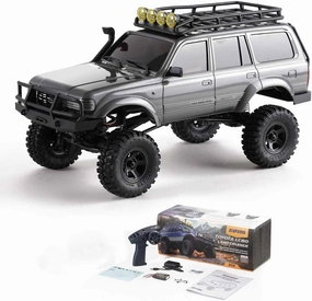 FCX18 FMS RC Crawler Toyota Cruiser LC80-1/18 Offroad Trucks 4X4 RC Rock Crawler with 2.4Ghz Transmission, Portal Axles, LED Lights, 7.4V 900mAh Battery, USB Charger for Adults (Grey)
