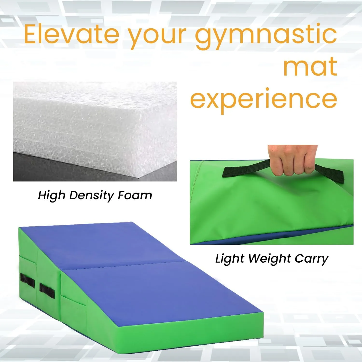 FDW Gymnastics Mat Incline Indoor/Outdoor Tumbling Mats yoga mat for Home Gym Folding Exercise Mat with Non-Slip Surface & Handles Cheese Wedge Mat