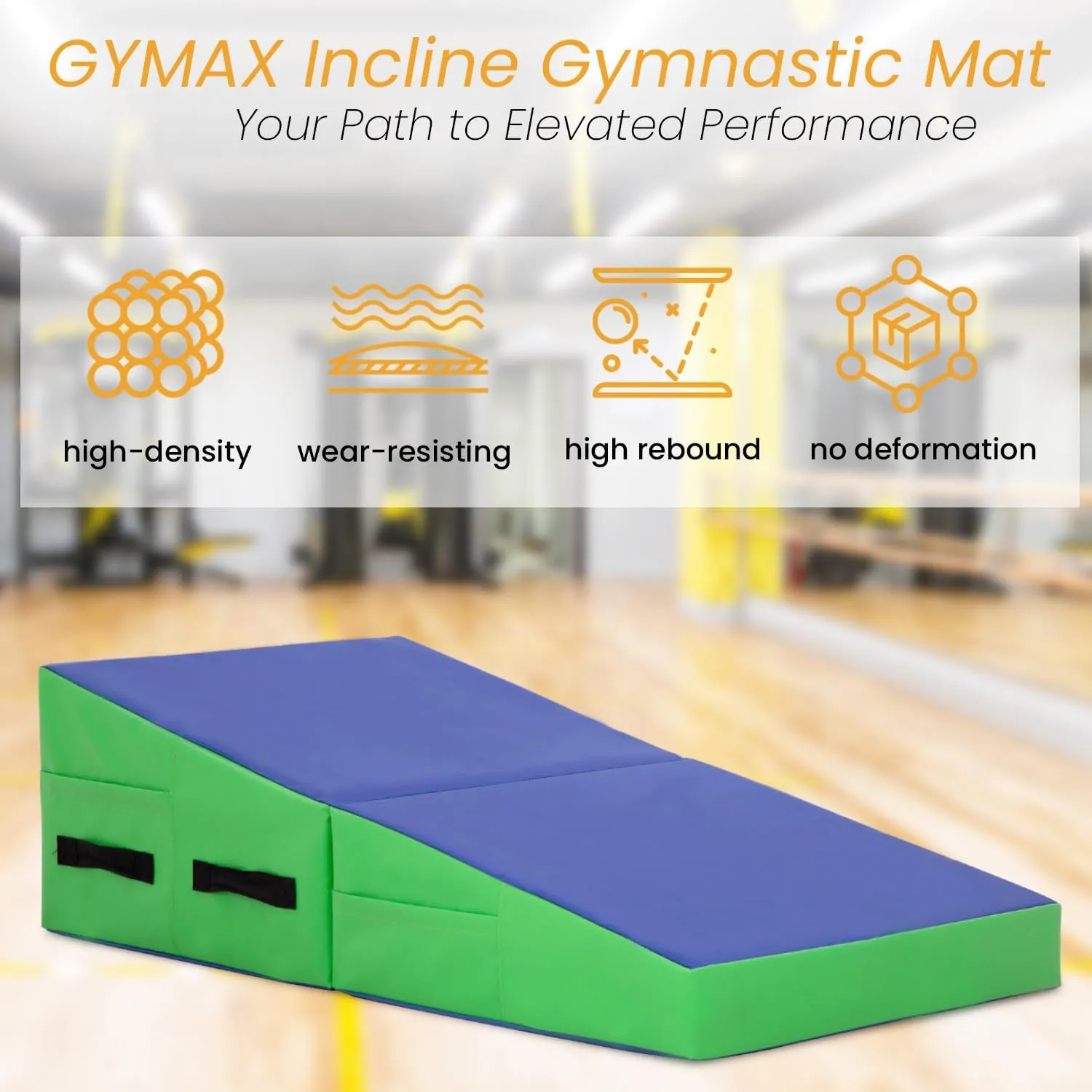 FDW Gymnastics Mat Incline Indoor/Outdoor Tumbling Mats yoga mat for Home Gym Folding Exercise Mat with Non-Slip Surface & Handles Cheese Wedge Mat