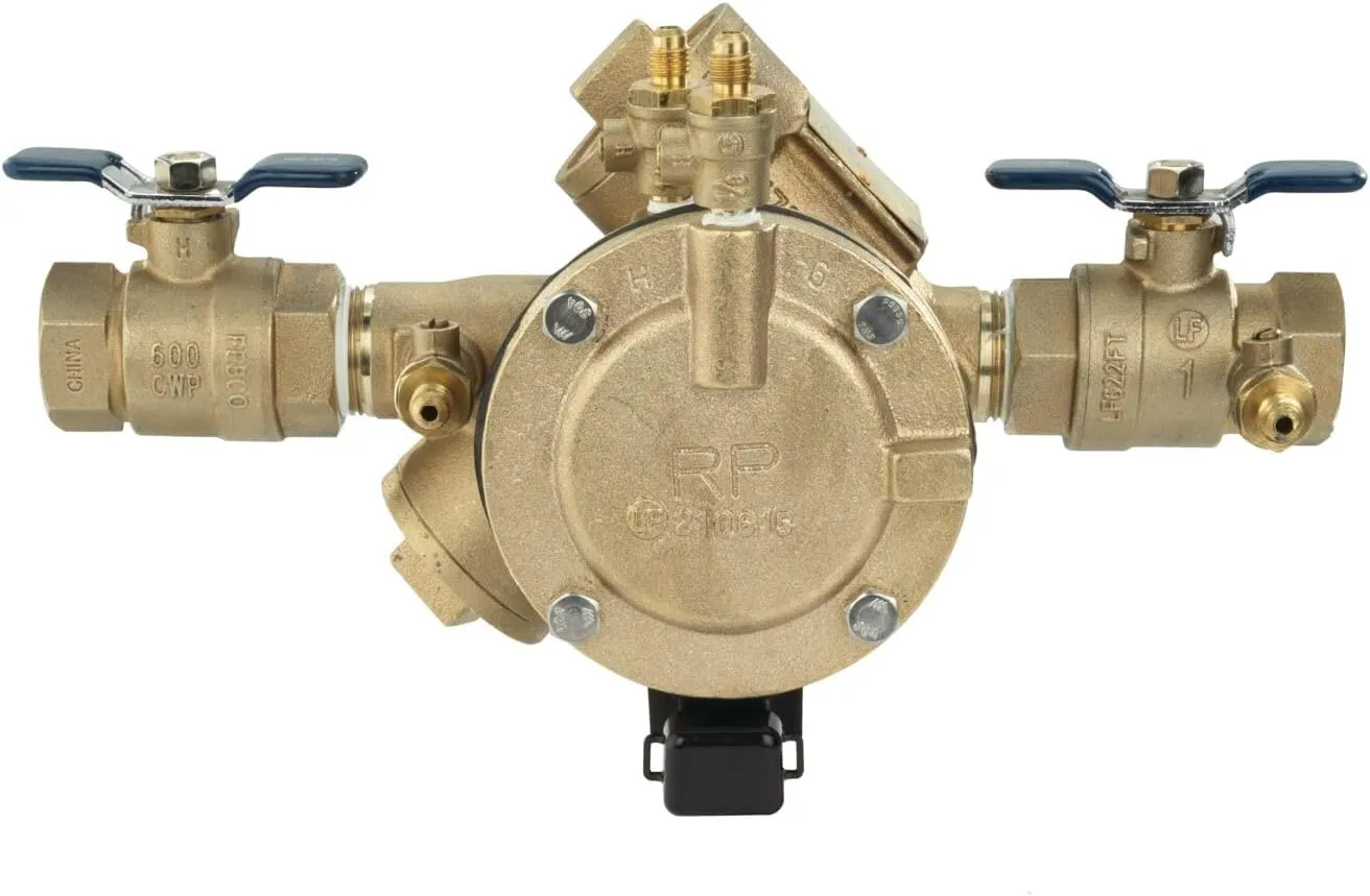 Febco 825Y Series 1" Bronze Reduced Pressure Zone Backflow Preventer Assembly, Quarter Turn Shutoff, NPT End Connections, Y Pattern, Flood Sensor with SentryPlus Alert Technology for Relief Valve