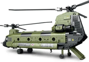 Feleph CH-47 Chinook Helicopter Model Kit 1622 Pieces Building Block Set Military Aircraft Toy for Age 14  Compatible with Major Brands