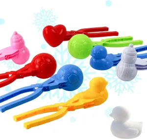 FENYAN Snowball Maker Tools, 8PCS Winter Snow Toys for Kids Outdoor, Snowman Love Heart Football Duck Shape Snow Ball Clips for Toddler Snowball Fight