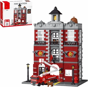 Fire Staion with Truck Building Blocks Set,Firehouse Engine Toy Set,Birthday Gifts for Children and Adult,Desktop Decorations,1823 Pcs