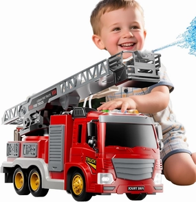 Fire Truck Toy for Kids 3 4 5 6 7 8 Years Old - Fire Trucks Playset with Rotating Ladder, Sound and Light, Vehicle Toys for Boys 5-8, City Cars Toyset, Birthday Gifts for Girls Toddlers 1-3 