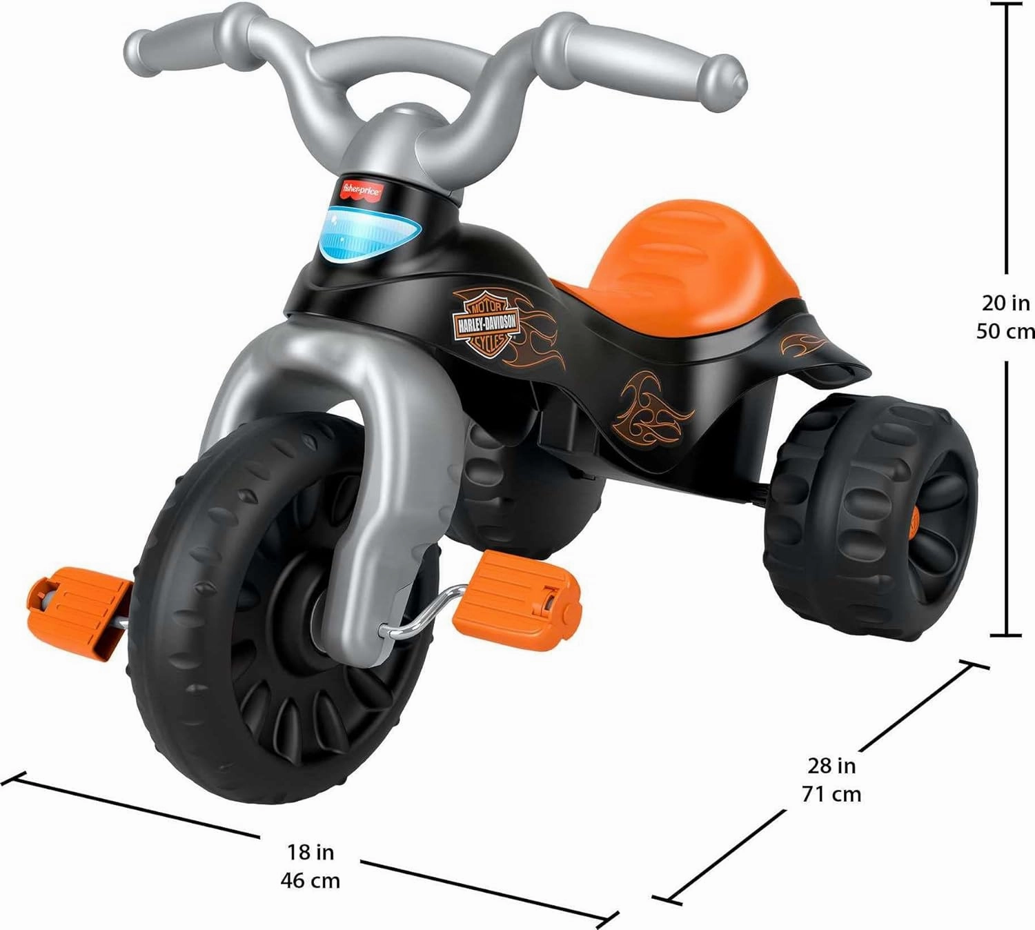 Fisher-Price Toddler Tricycle Harley-Davidson Tough Trike, Toy Bike with Handlebar Grips & Storage for Outdoor Play Kids Ages 2  Years