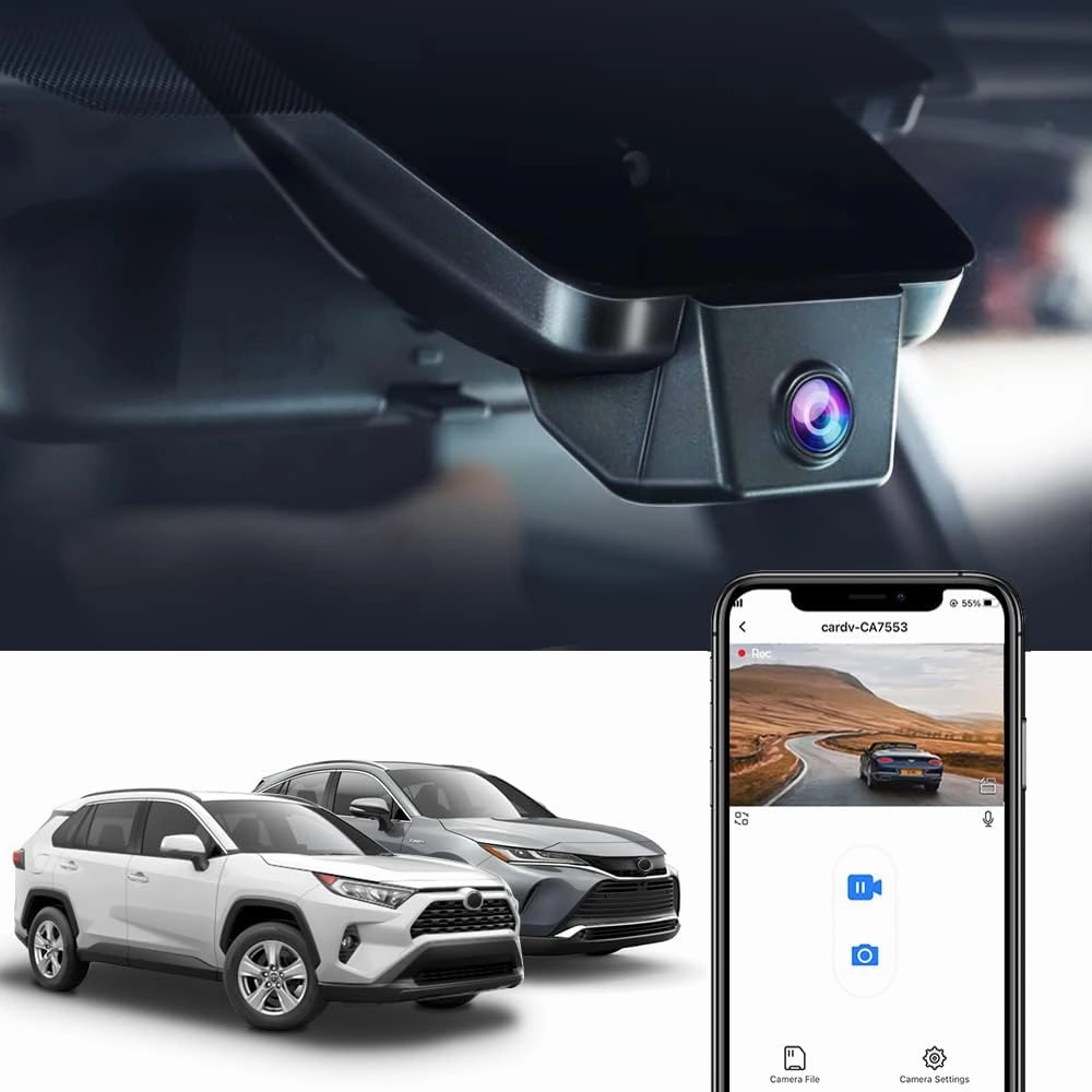 Fitcamx 4K Dash Cam Suitable for Toyota RAV4 2019-2021 LE Limited Premium XLE TRD Hybrid & RAV4 Prime 2021-2024 (Model A/No Vent Hole), OEM Look, UHD 2160P Video, WiFi&APP, Loop Recording, 64GB Card