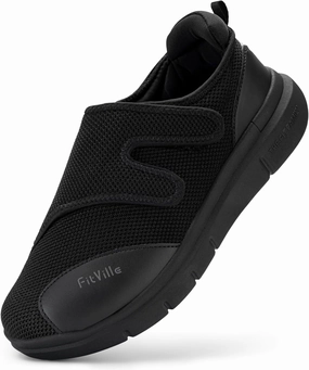 FitVille Diabetic Shoes for Men Extra Wide Width XX-Wide Orthopedic Slip-on Shoes Adjustable Closure Walking Sneakers with Arch Support Cushioning Therapeutic for Swollen Feet
