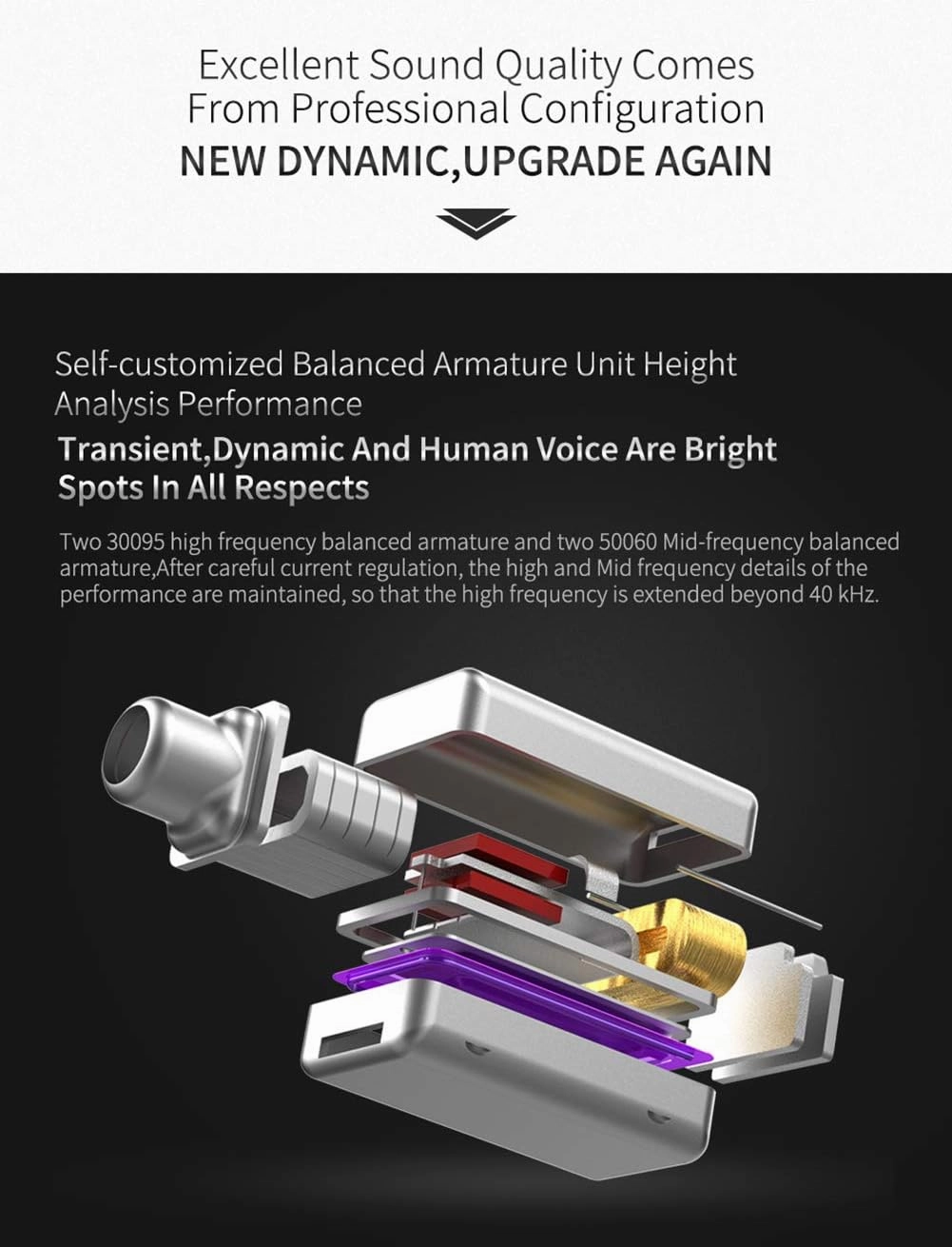 Five Driver Headphones,KZ ZS10 PRO High Fidelity Noise-Isolating Earbuds/Earphones with Detachable Cable 2Pin 0.75mm (Without MIC, Purple)