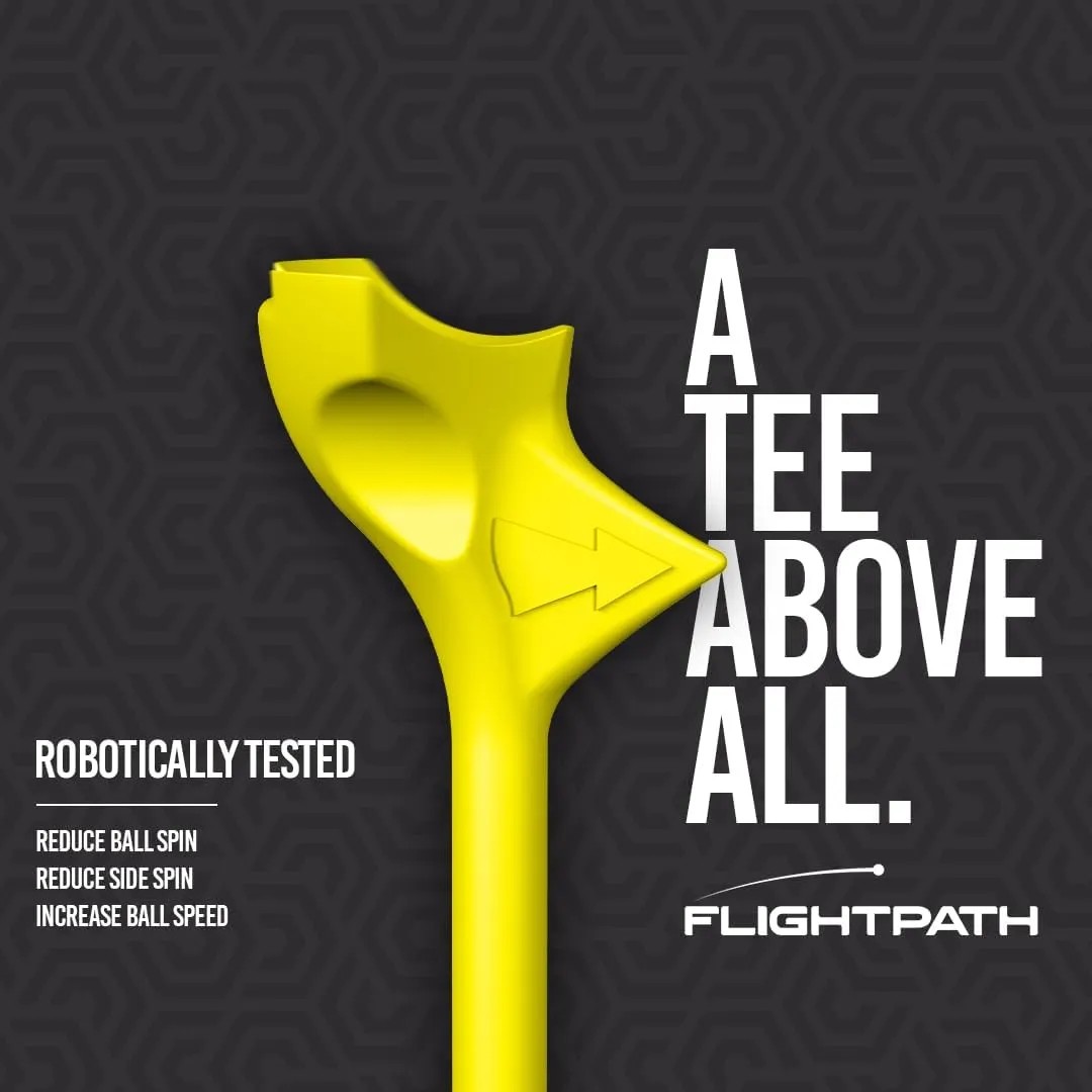 FLIGHTPATH Premium Golf Tees - 3.25" Durable Plastic Golf Tees Designed to Enhance Golf Shot Distance & Precision - Robotically Tested to Reduce Ball Spin - USGA Approved Golf Equipment