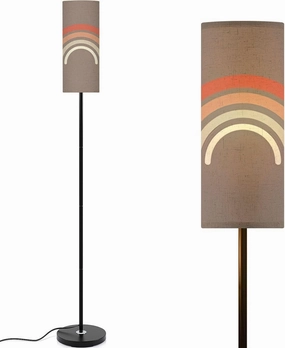 Floor Lamp for Living Room Rainbow Cute rainbow shape brown pastel colors Modern hand drawn flat Light Stand Lamp with Remote Control Dimmable LED Tall Lamps for Bedrooms Reading Western Home Decor