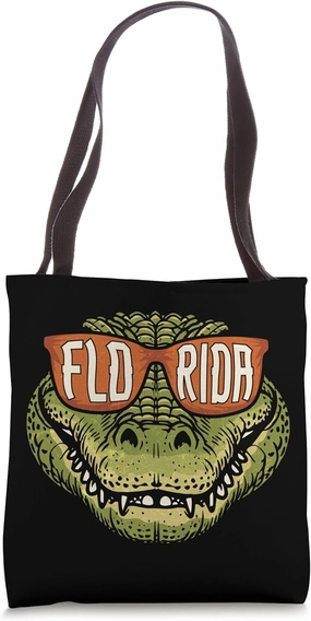 Florida Alligator Wearing Retro Style Sunglasses Florida Tote Bag