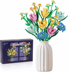Flower Bouquet Building Blocks Tulips Botanical Collection Bricks Sets Creative Toys Kits Mother's Day Birthday Gifts for Adults Mom Girlfriends Old Kids 8-12, 6-12 (837 PCS)