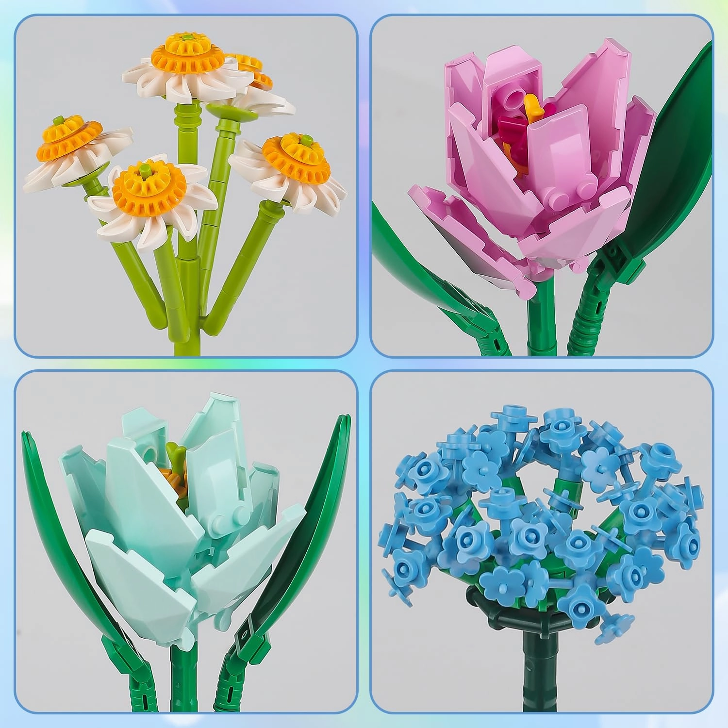 Flower Bouquet Building Blocks Tulips Botanical Collection Bricks Sets Creative Toys Kits Mother's Day Birthday Gifts for Adults Mom Girlfriends Old Kids 8-12, 6-12 (837 PCS)
