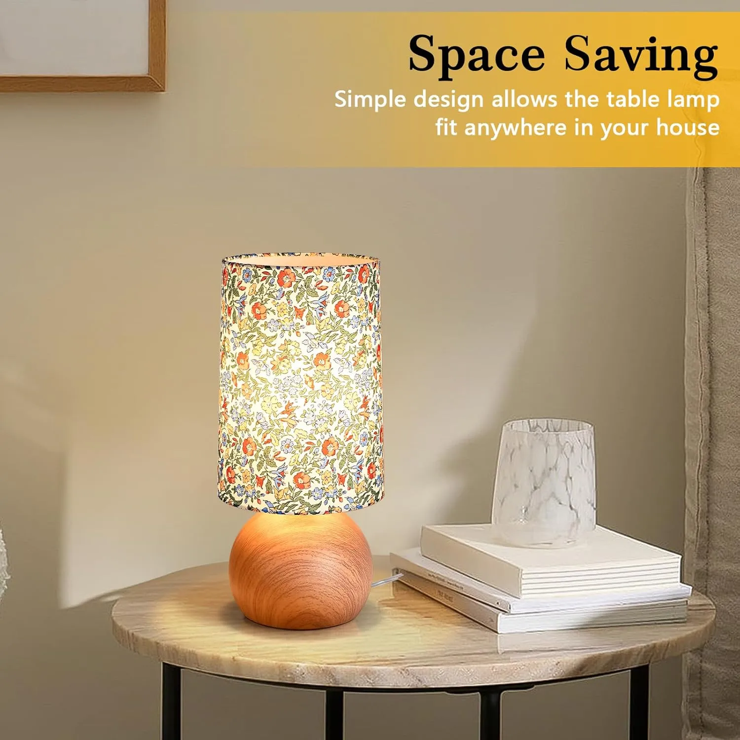 Flowers Small Table Lamp, Boho Floral Table Lamp for Bedroom Table Lamp Small Bedside Table Lamp, Farmhouse Bed Side Table Lamp with Flowers Shape for Small Space for Bedroom, living Room, Nursery