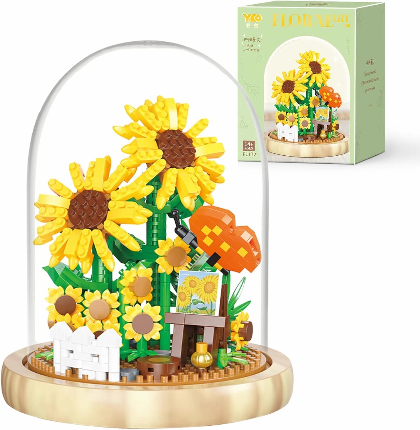 Flowers Bouquet Building Blocks Set,Mini Bricks Artificial Flower Set,DIY Sunflower Botanical Collection,Bonsai Tree Friends Set,Valentine's Anniversaries Birthday Gift for Girls Adults Women
