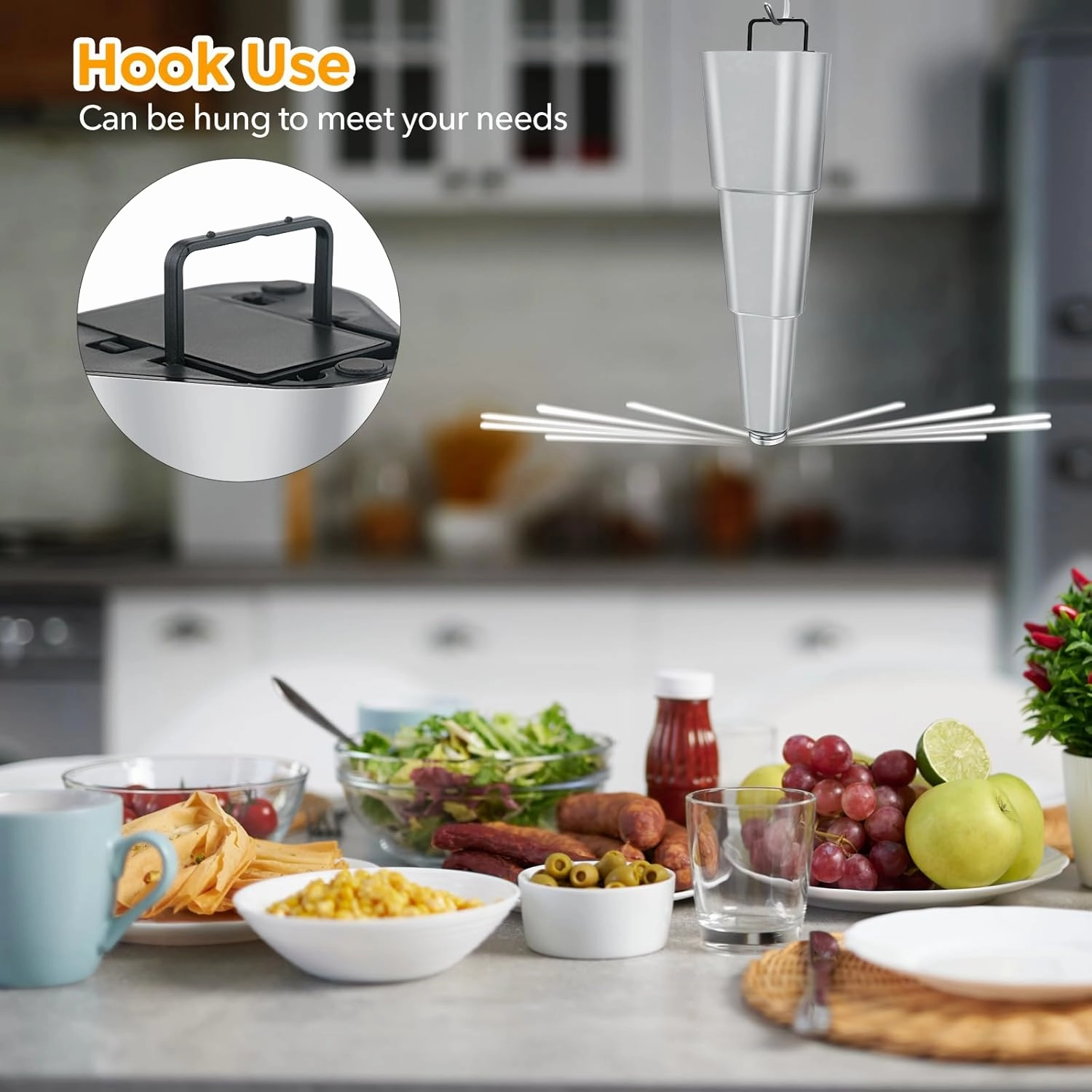 Fly Fans for Tables, Fly Repellent Fan Indoor Outdoor with Holographic Blades Keep Flies Away, Bug Repellent Outdoor for Picnic, Party, Restaurant, Kitchen, and BBQ, 4 Pack, Silver