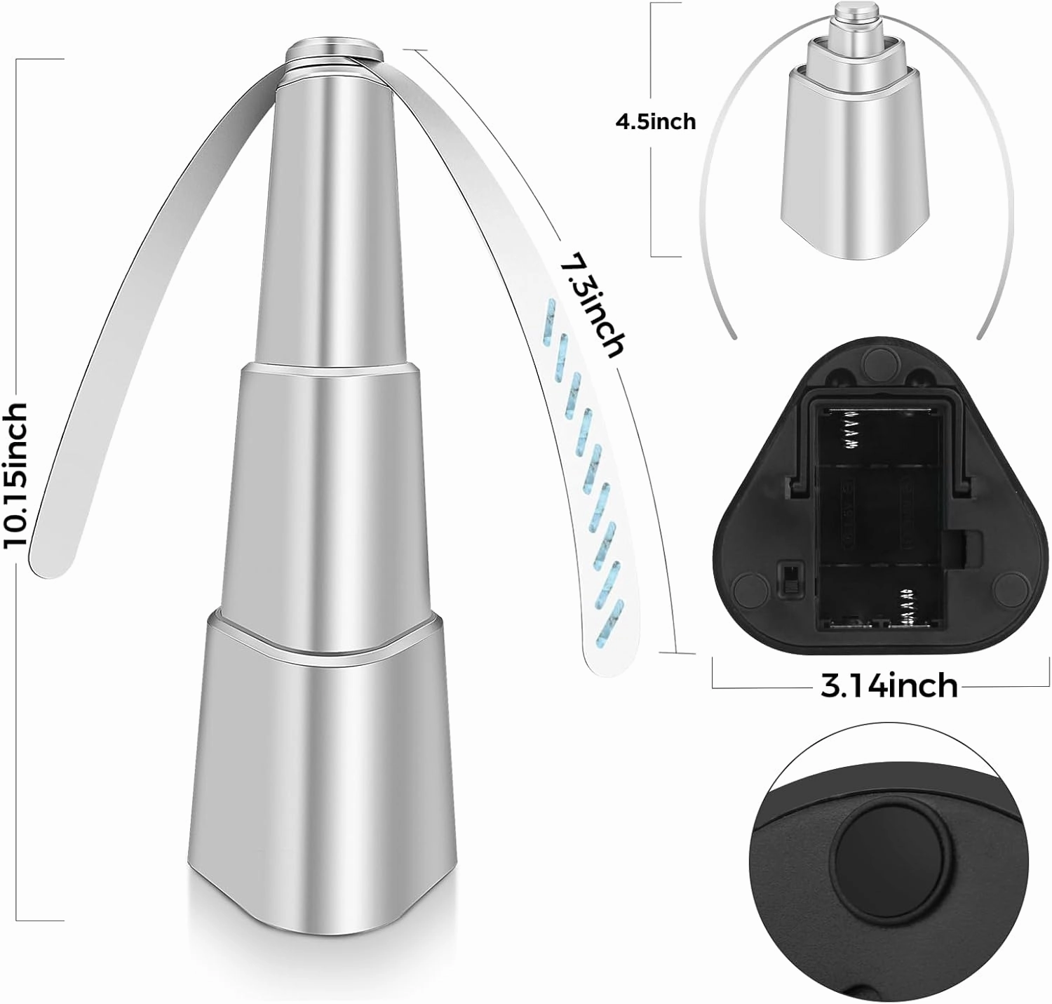 Fly Fans for Tables, Fly Repellent Fan Indoor Outdoor with Holographic Blades Keep Flies Away, Bug Repellent Outdoor for Picnic, Party, Restaurant, Kitchen, and BBQ, 4 Pack, Silver