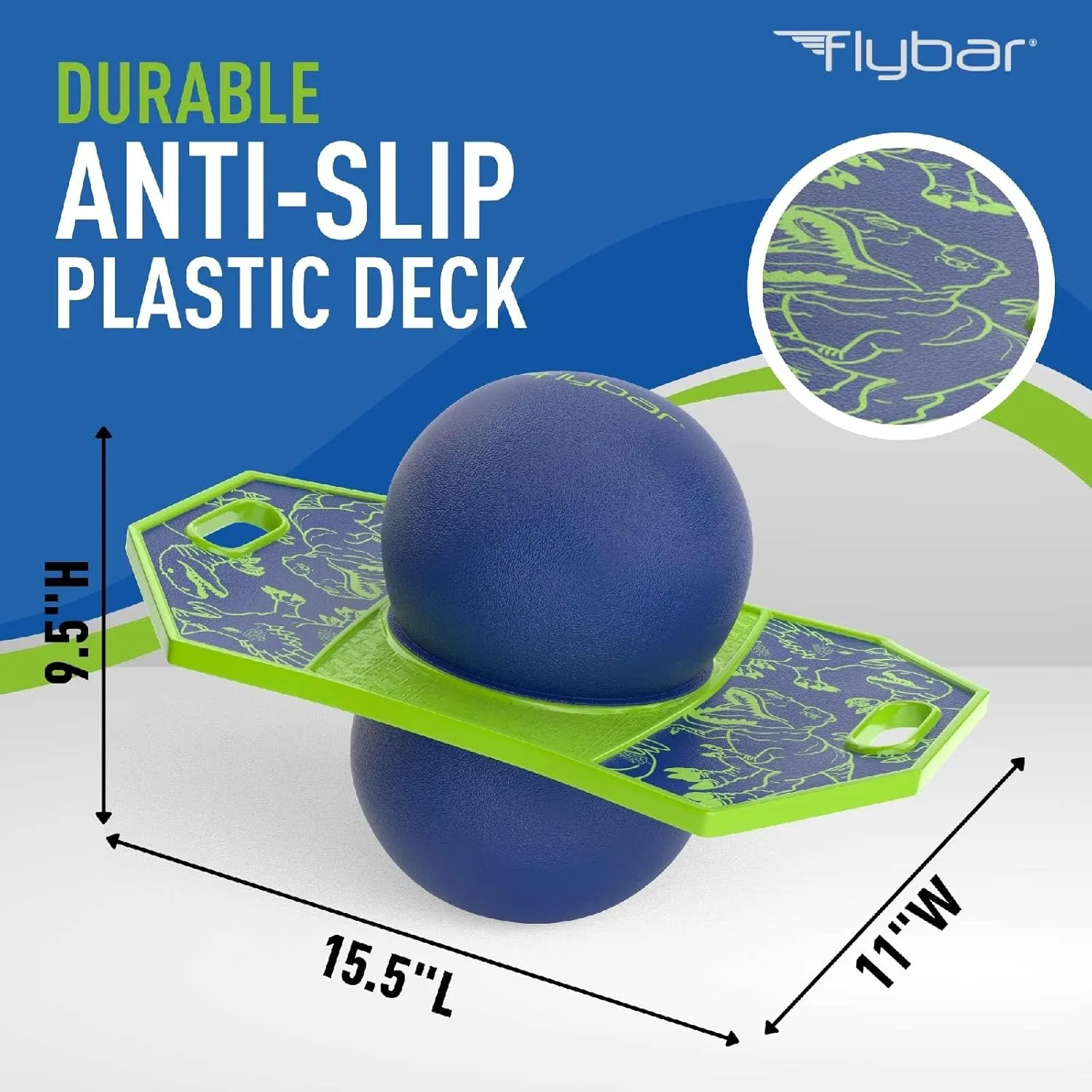 Flybar Pogo Trick Ball for Kids, Bounce Board for Boys and Girls Ages 6 , Up to 160 lbs, Includes Pump, Easy to Carry Handle, Durable Plastic Deck Indoor, Outdoor Toy Pogo Jumper,