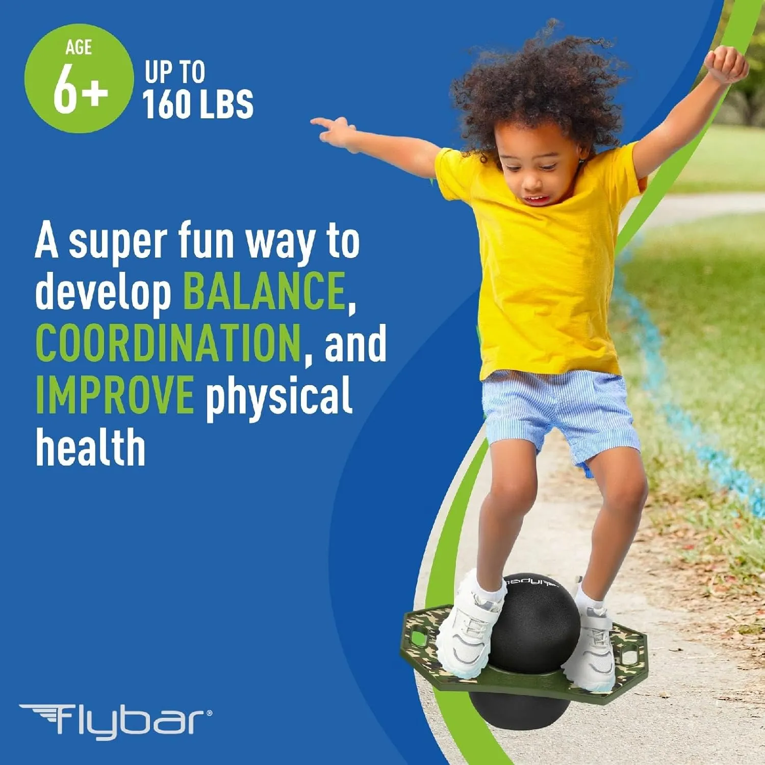 Flybar Pogo Trick Ball for Kids, Bounce Board for Boys and Girls Ages 6 , Up to 160 lbs, Includes Pump, Easy to Carry Handle, Durable Plastic Deck Indoor, Outdoor Toy Pogo Jumper,