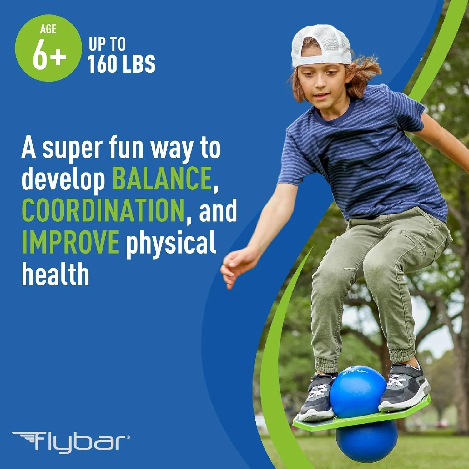 Flybar Pogo Trick Ball for Kids, Bounce Board for Boys and Girls Ages 6 , Up to 160 lbs, Includes Pump, Easy to Carry Handle, Durable Plastic Deck Indoor, Outdoor Toy Pogo Jumper,